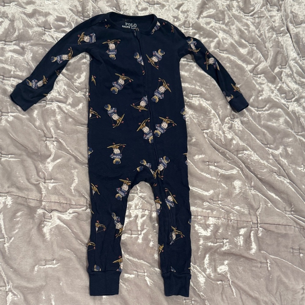 Ralph Lauren Dark Blue Kids Footie with Bear Design